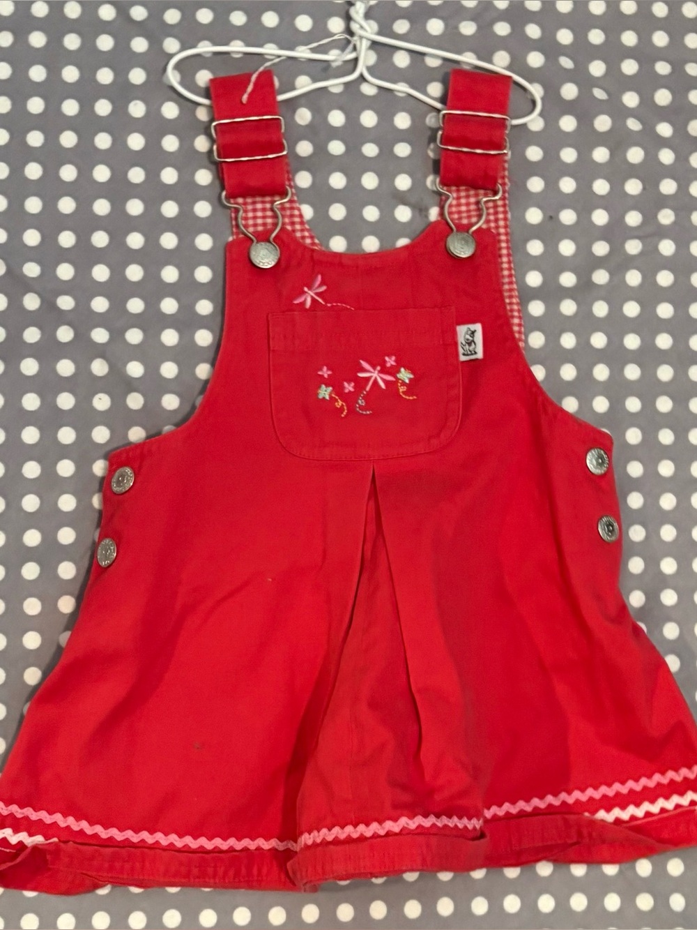 Sprockets Vintage Red Baby Embroidered Jumper Dress- Size 18 months
